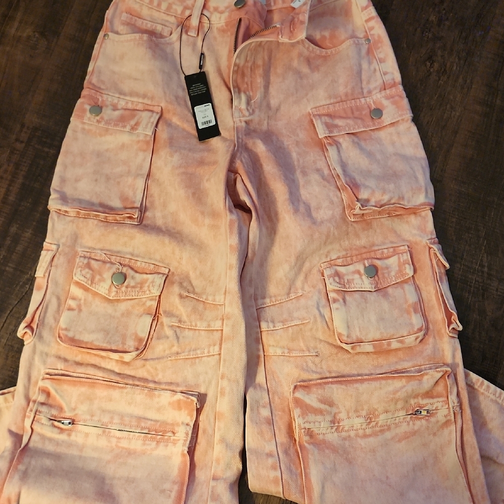Fashion Nova Pink Cargo Jeans